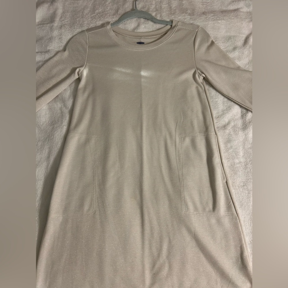 Cream with sliver stripes dress